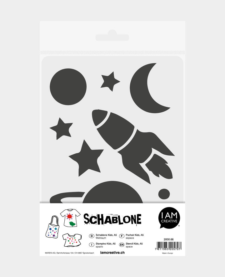 Kids Space Stencil, 148 x 210 mm (A5), White Translucent