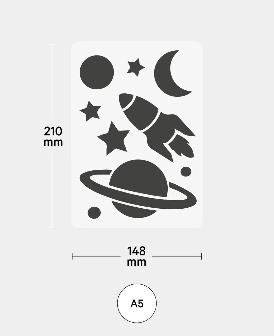 Kids Space Stencil, 148 x 210 mm (A5), White Translucent