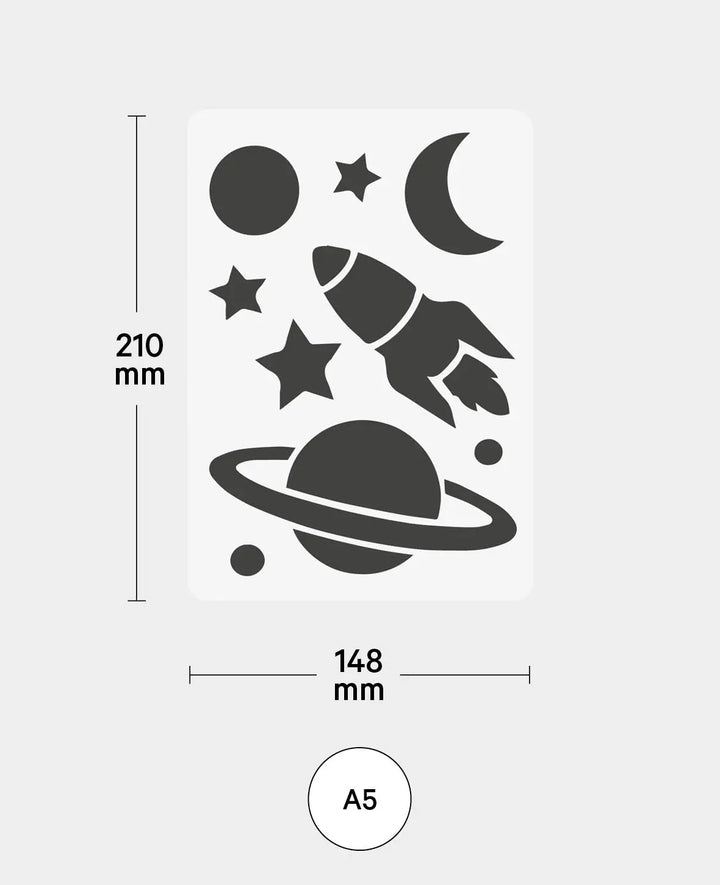 Kids Space Stencil, 148 x 210 mm (A5), White Translucent