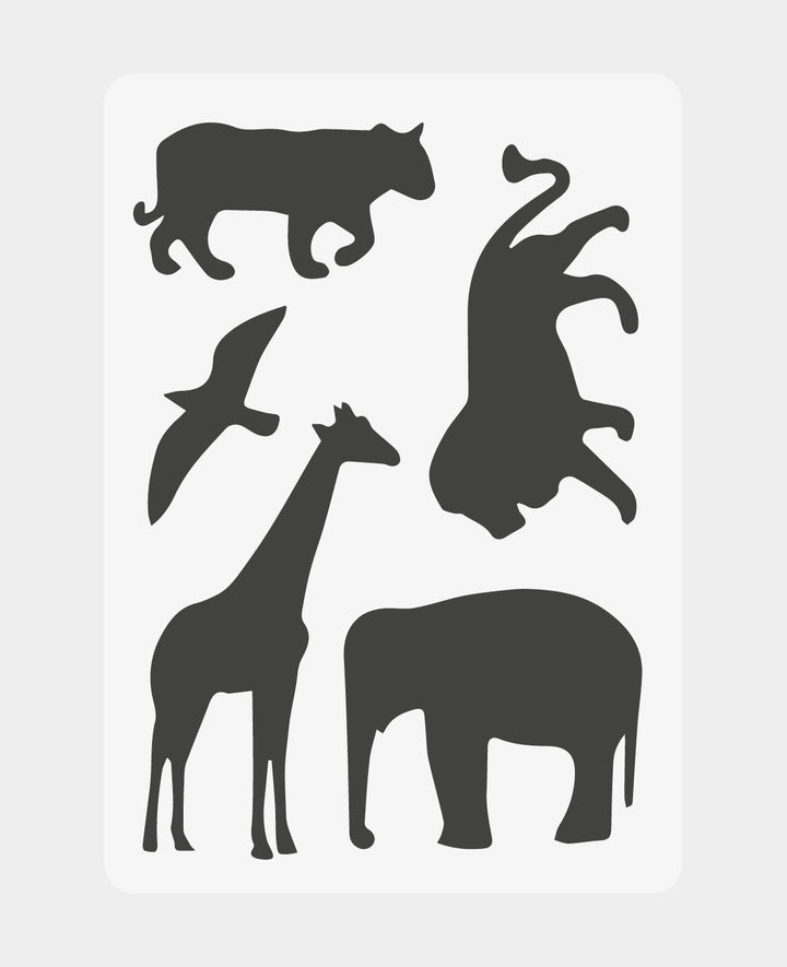 Kids Safari Stencil, 148 x 210 mm (A5), white translucent