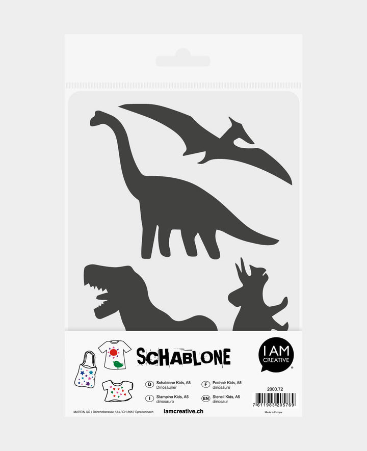 Stencil Kids Dinosaur, 148 x 210 mm (A5), White translucent,