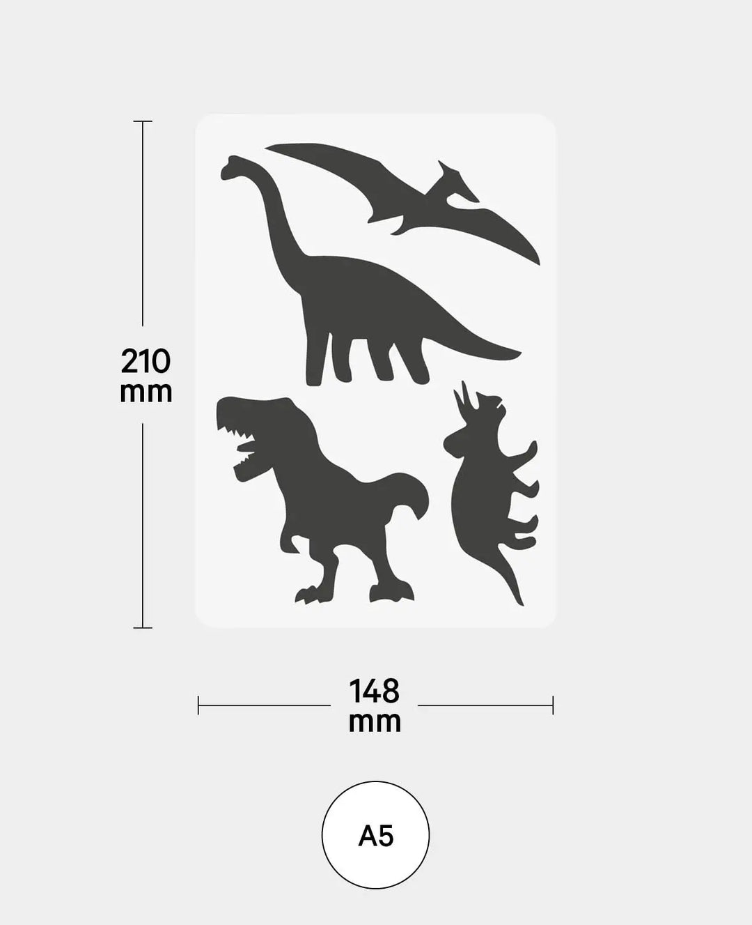 Stencil Kids Dinosaur, 148 x 210 mm (A5), White translucent,