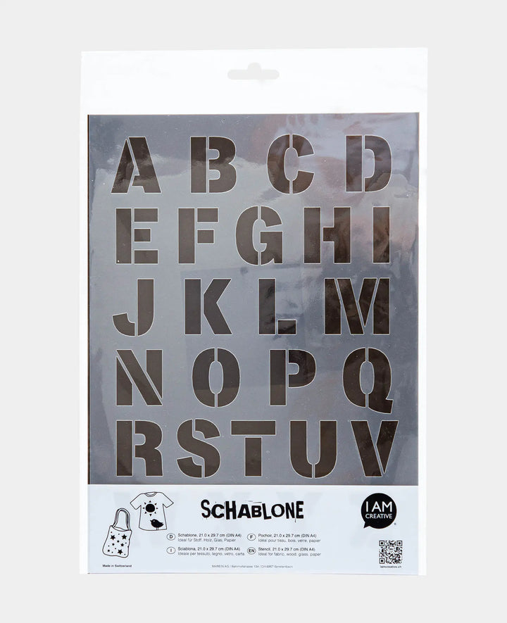 Schablone Alphabet, 210 x 297 mm (A4), Weiss transluszent