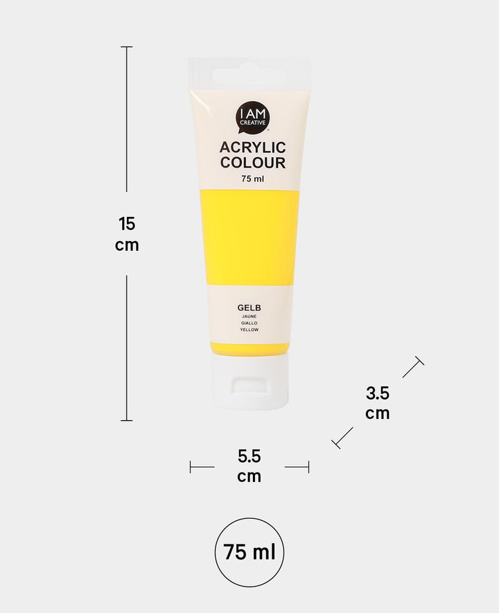 Peinture acrylique, jaune, 75 ml