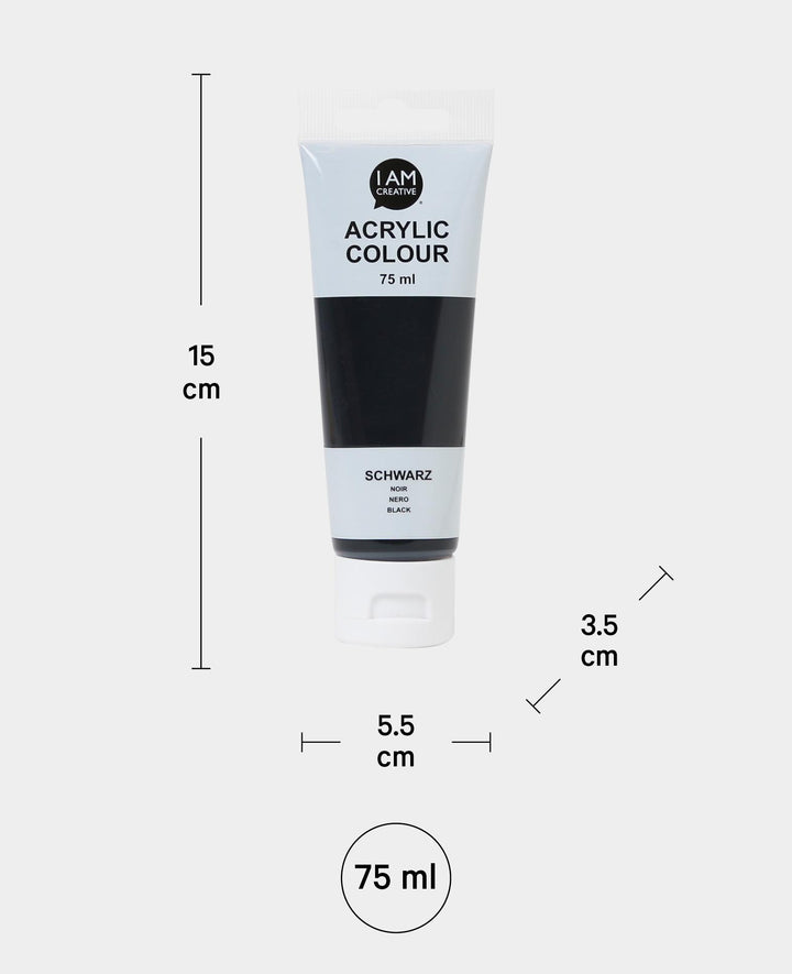 Acrylfarbe, Schwarz, 75 ml