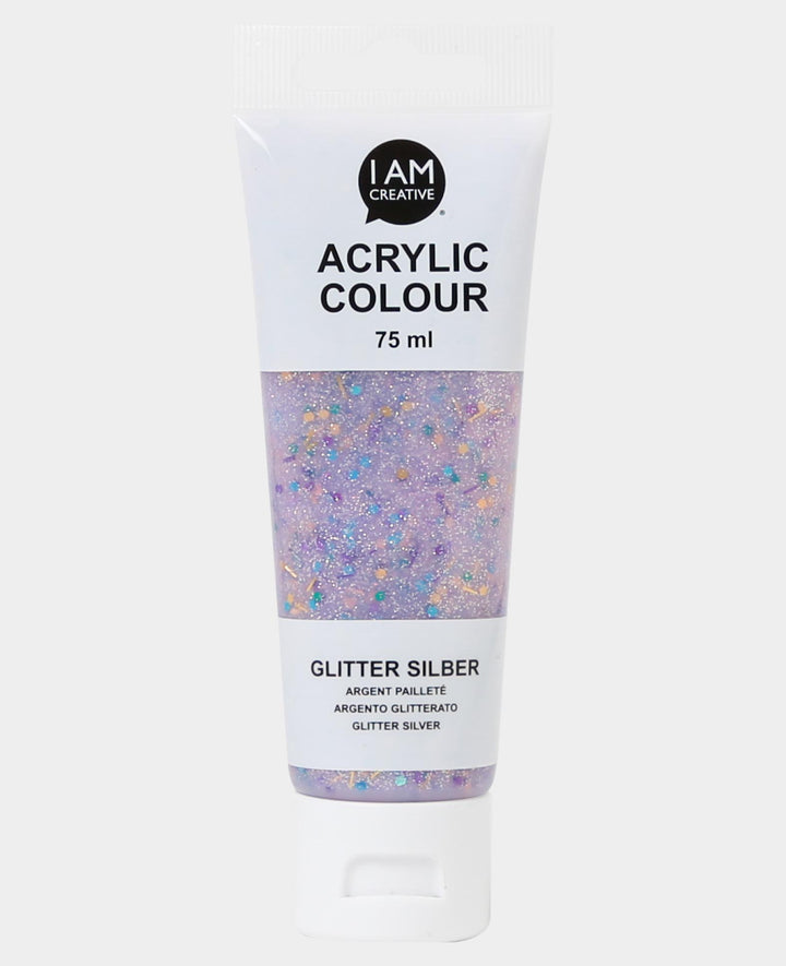Peinture acrylique, paillettes argentées, 75 ml