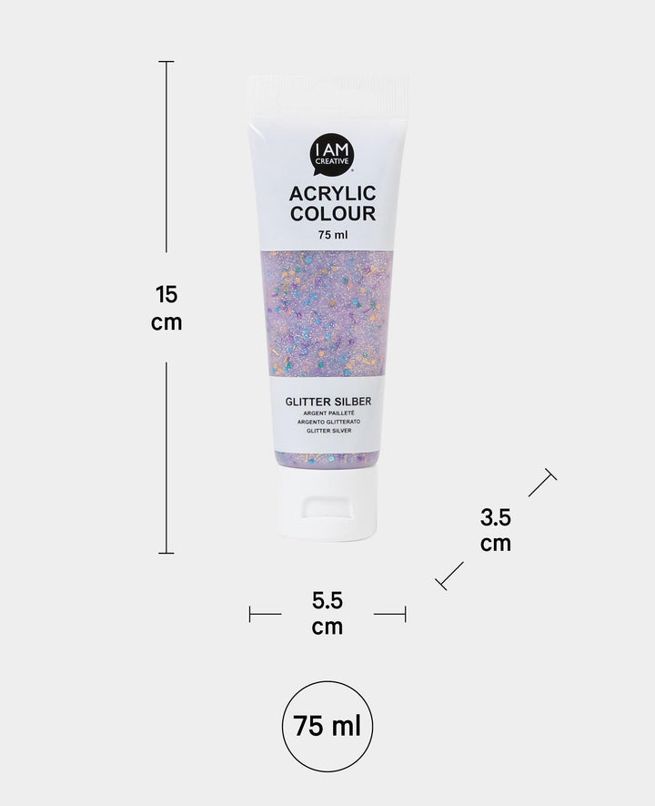 Peinture acrylique, paillettes argentées, 75 ml