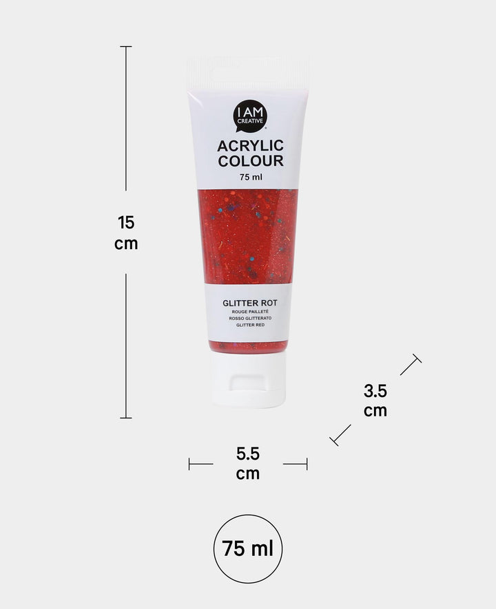 Acrylfarbe, Glitter Rot, 75 ml
