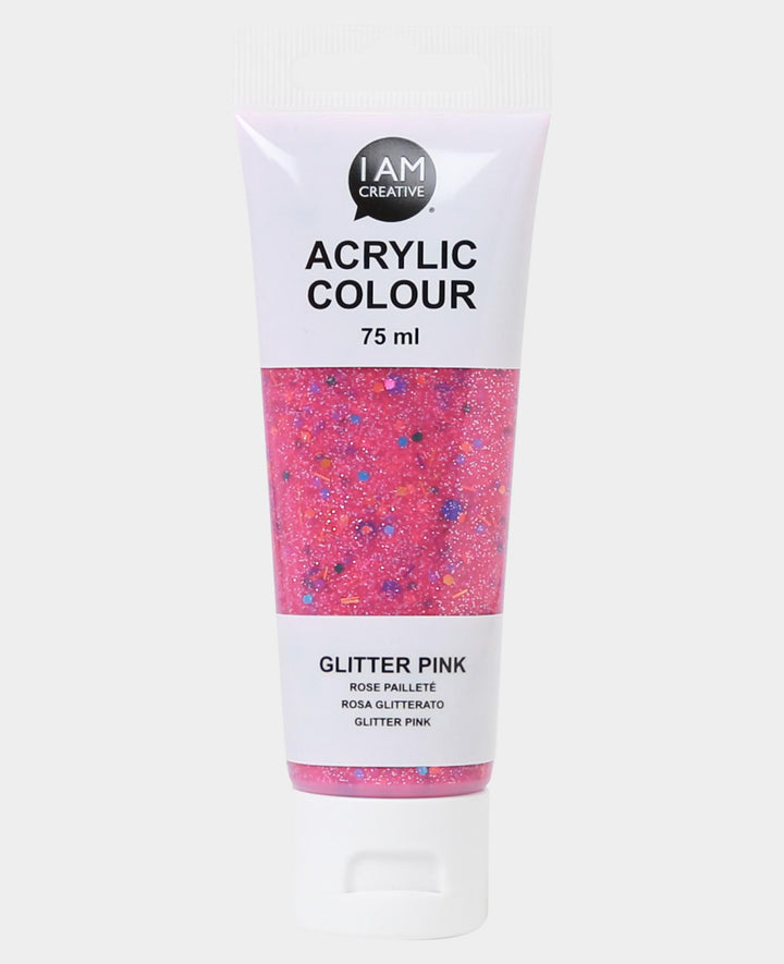 Peinture acrylique, Glitter Rose, 75 ml