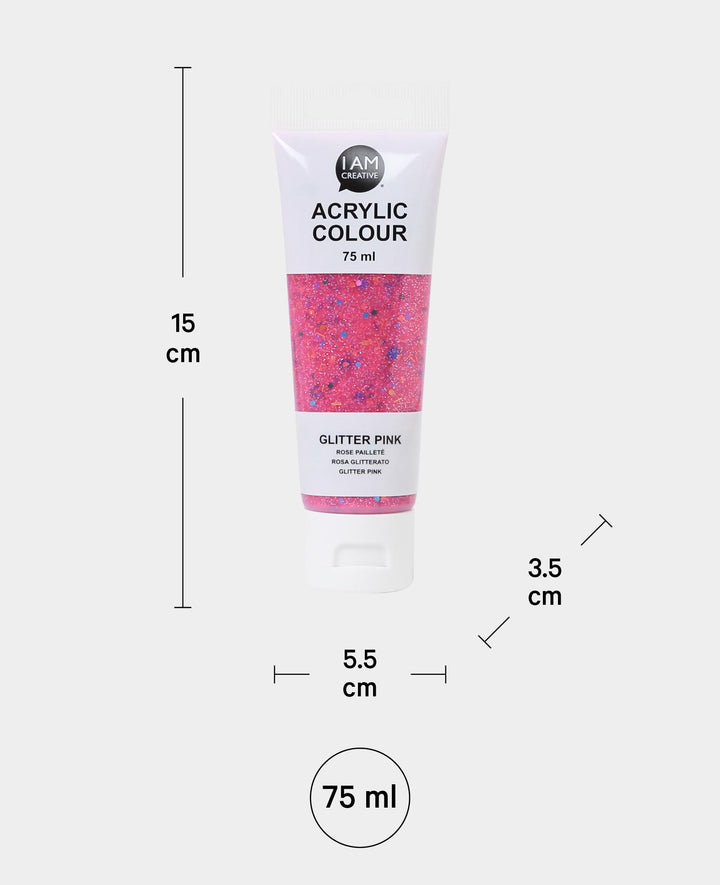 Peinture acrylique, Glitter Rose, 75 ml