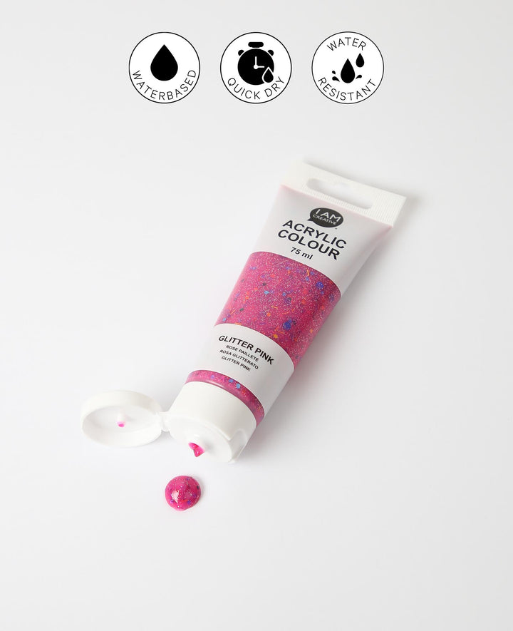 Peinture acrylique, Glitter Rose, 75 ml