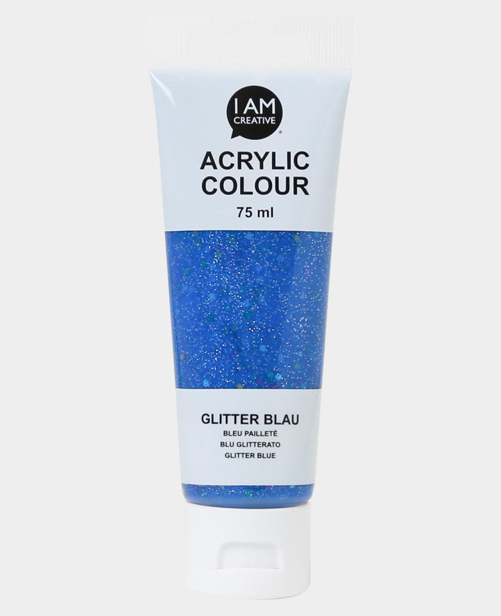 Acrylic paint, , glitter blue, 75 ml