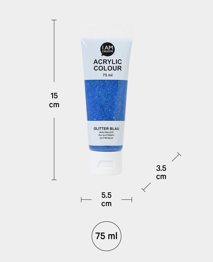 Acrylic paint, , glitter blue, 75 ml