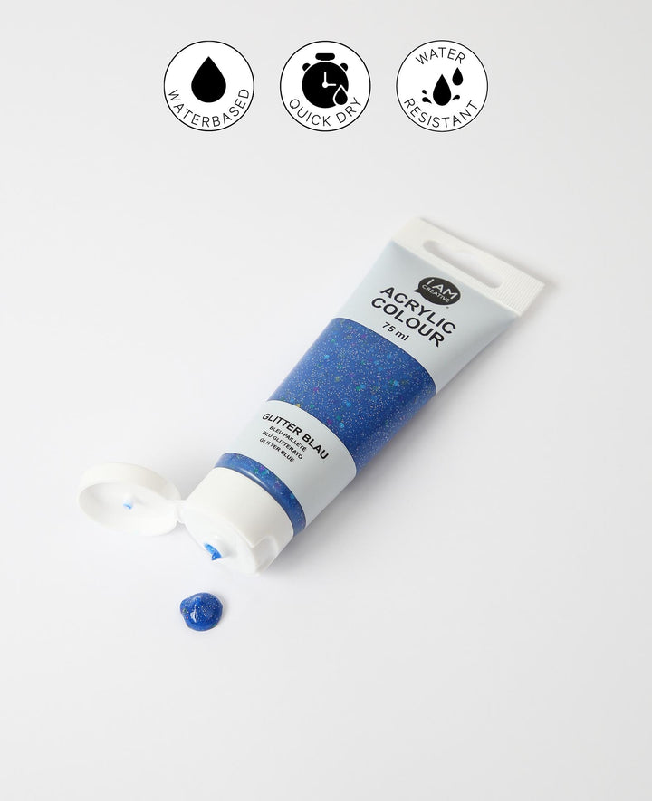 Acrylic paint, , glitter blue, 75 ml