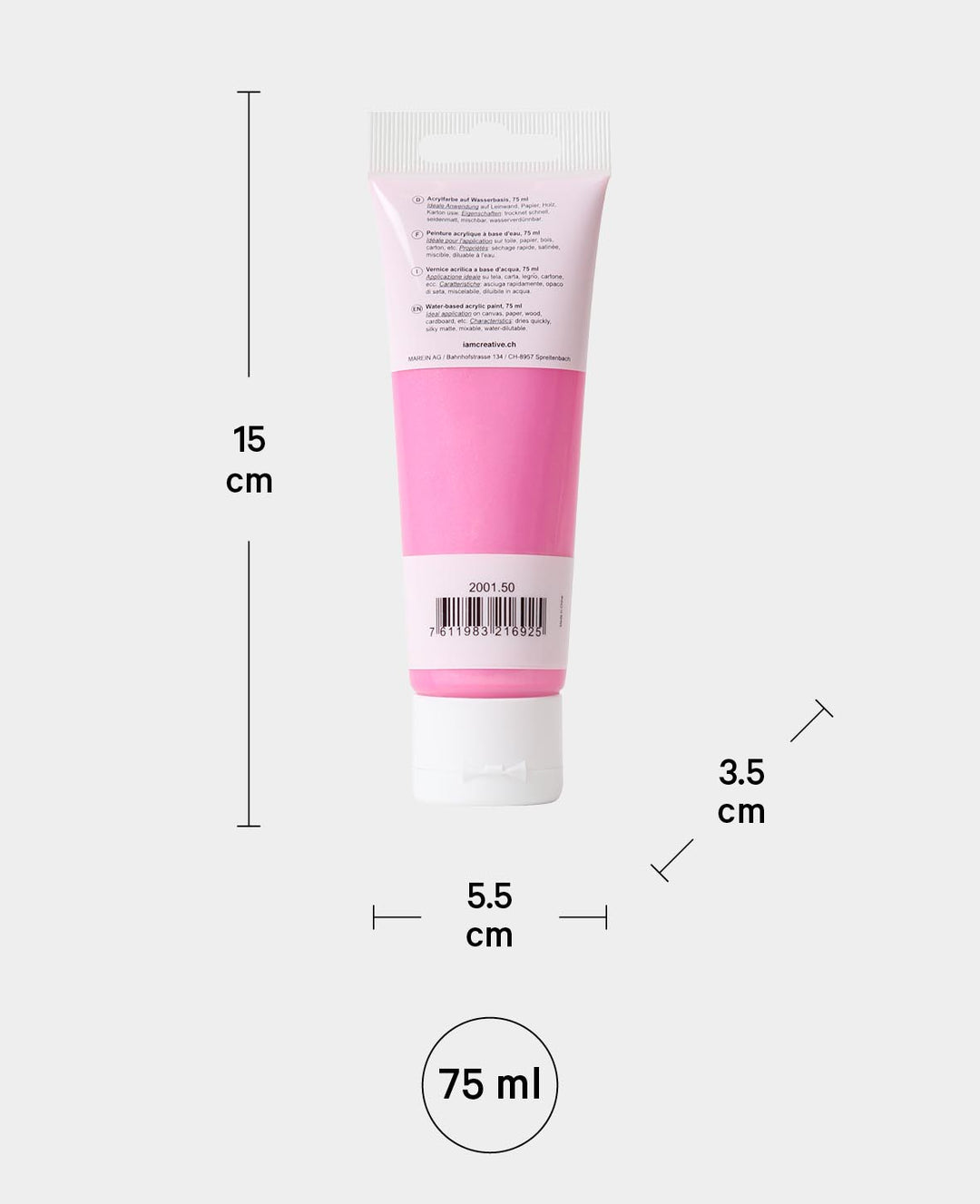 Acrylic Paint, Metallic Pink, 75 ml