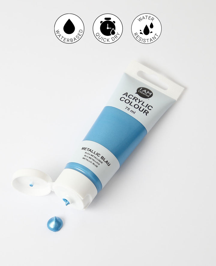 Acrylfarbe, Metallic Blau, 75 ml