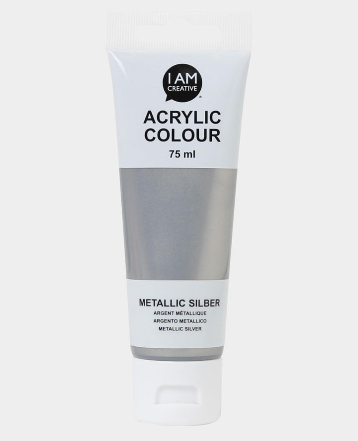 Acrylfarbe, Metallic Silber, 75 ml