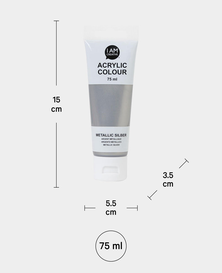 Acrylfarbe, Metallic Silber, 75 ml