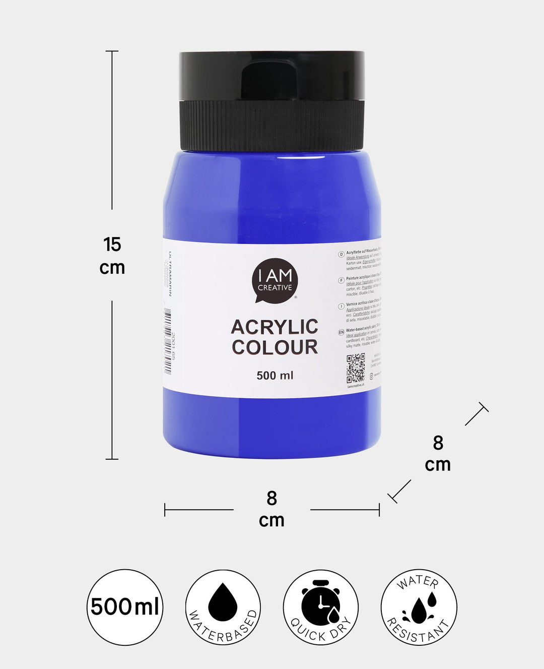 Acrylfarbe, Ultramarin, 500 ml