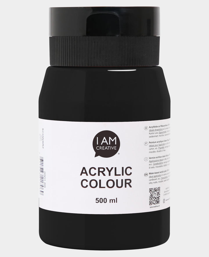 Acrylic paint, Black, 500 ml