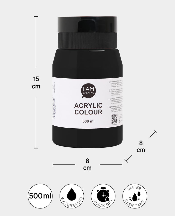 Acrylic paint, Black, 500 ml