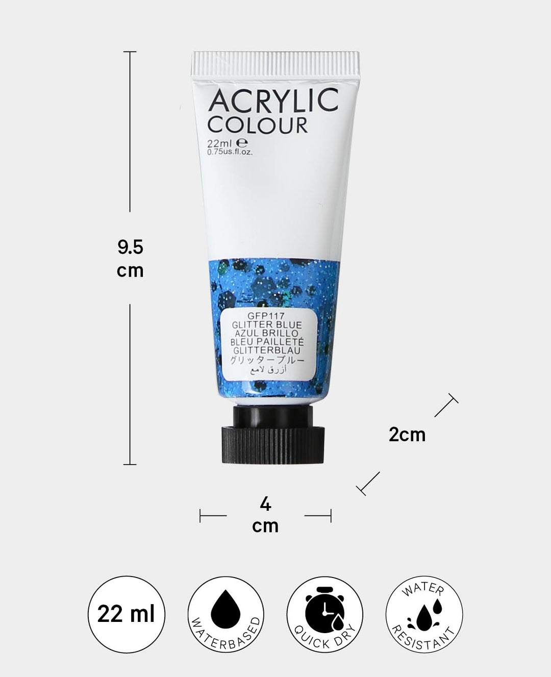 Acryl Set Glitter, 8 x 22 ml