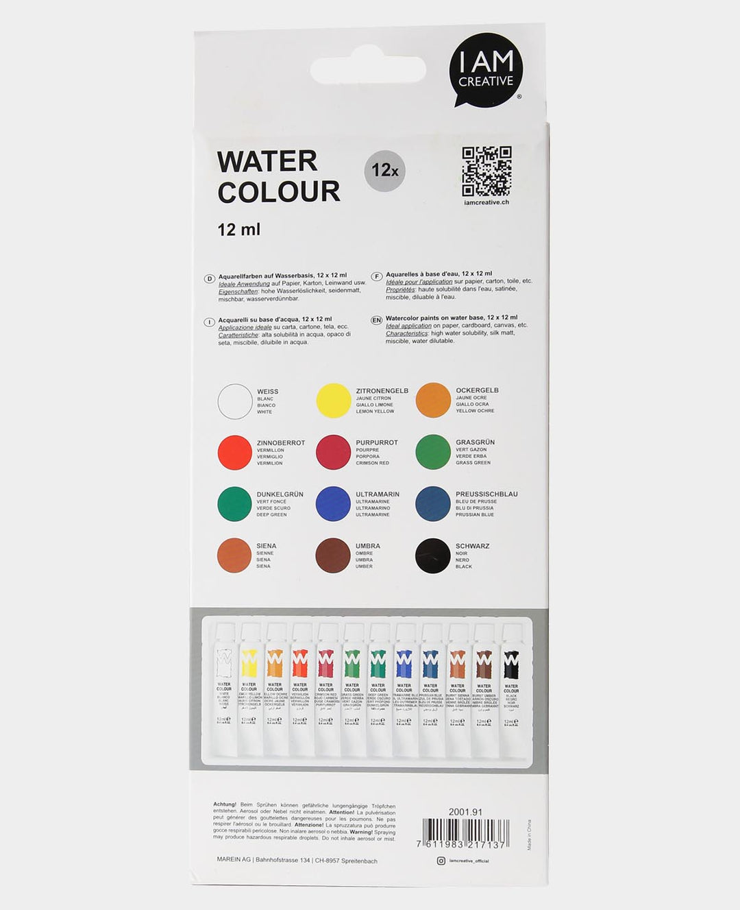 Aquarell Set Basic, 12 x 12 ml
