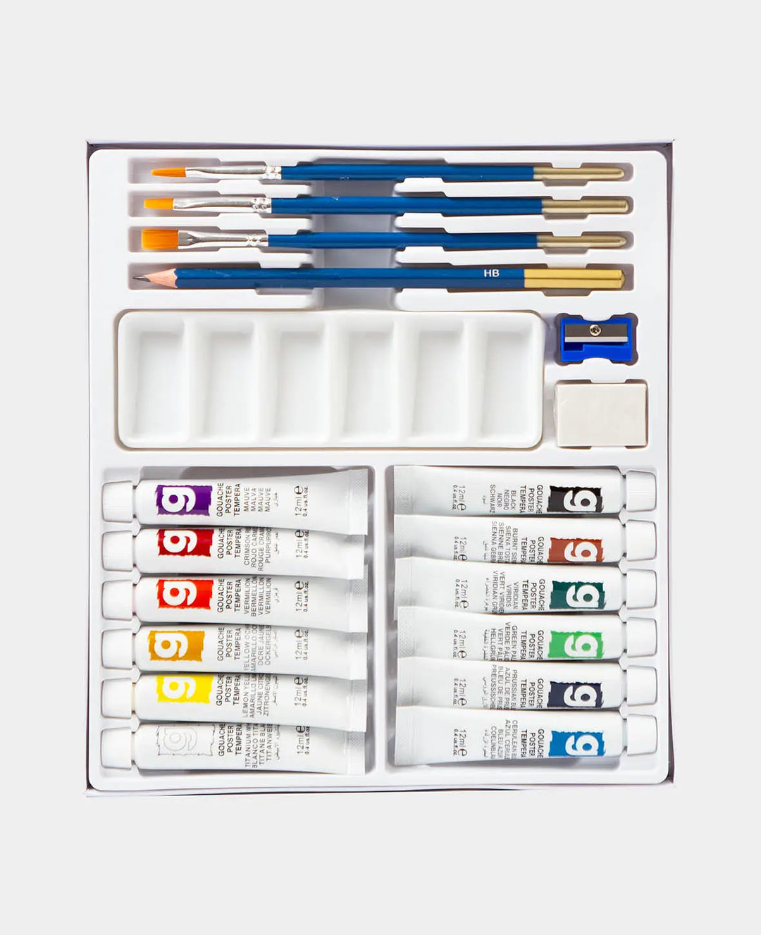 Coffret gouache, 12 x 12 ml, 19 p.