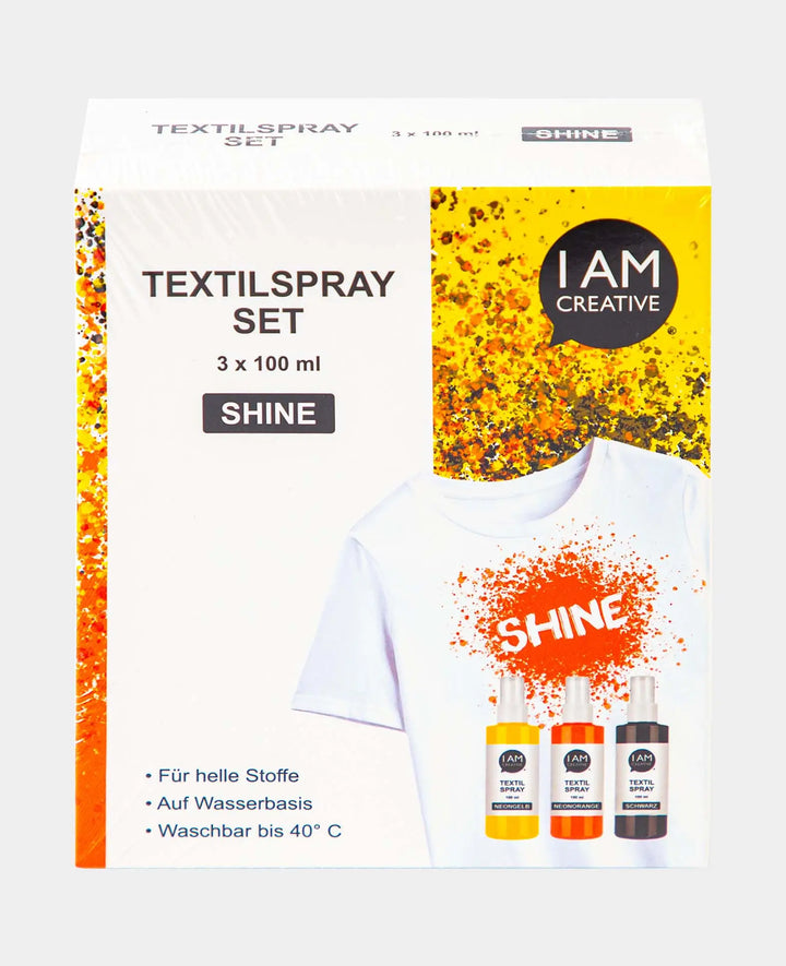 Textile Spray Set Shine, neon yellow, neon orange, black, 100ml, 3 pcs.