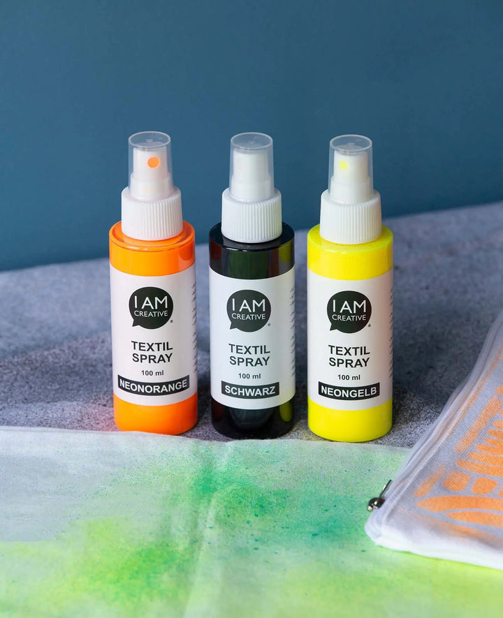 Textile Spray Set Shine, neon yellow, neon orange, black, 100ml, 3 pcs.