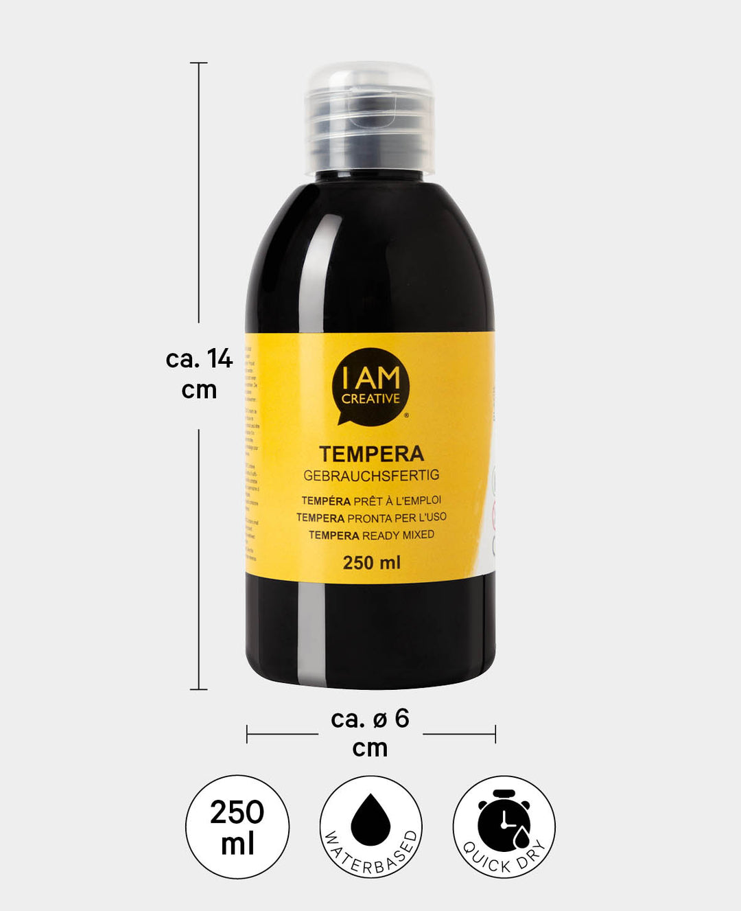 Peinture à la tempéra, noir, 250 ml