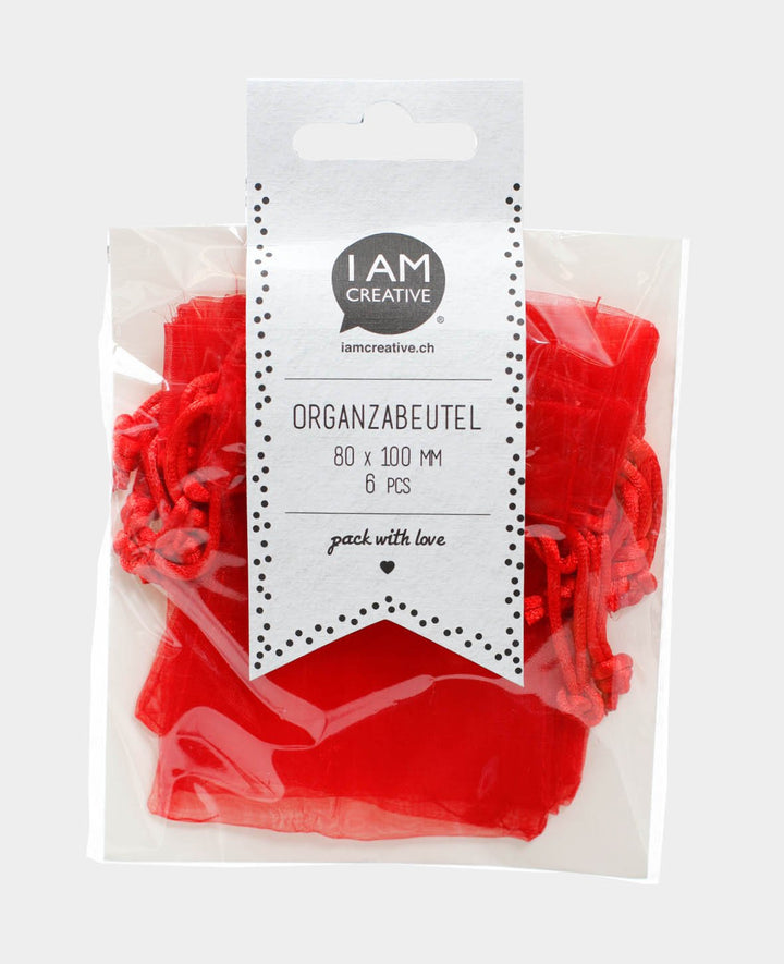 Organzabeutel 10 cm 6er Set, rot