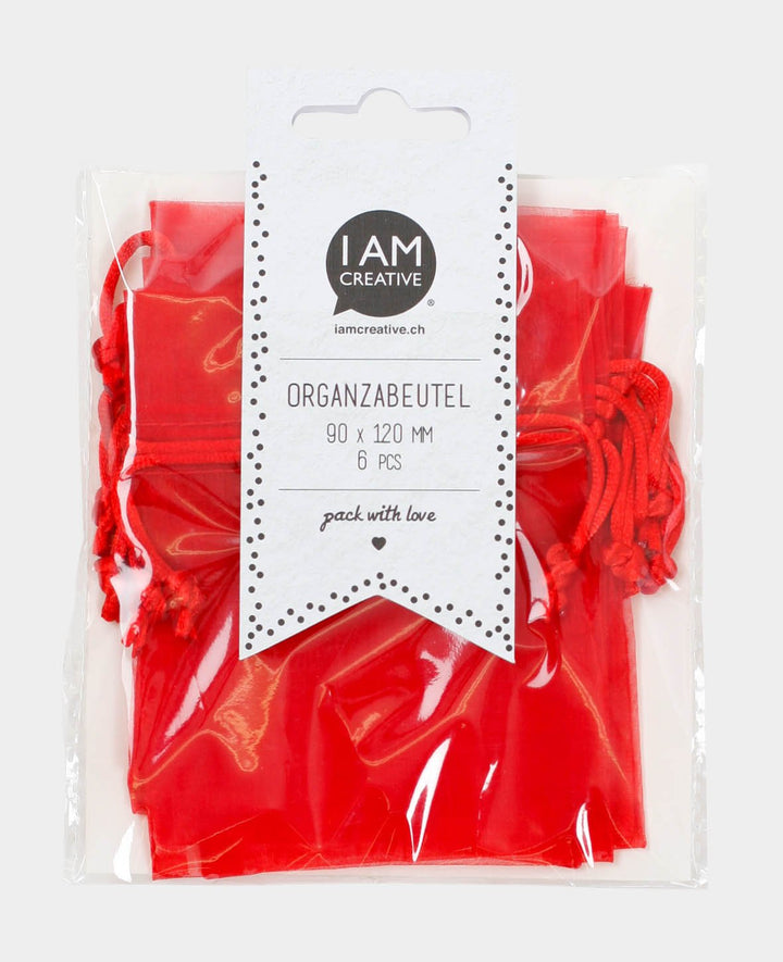 Organza bag 12 cm set of 6, red