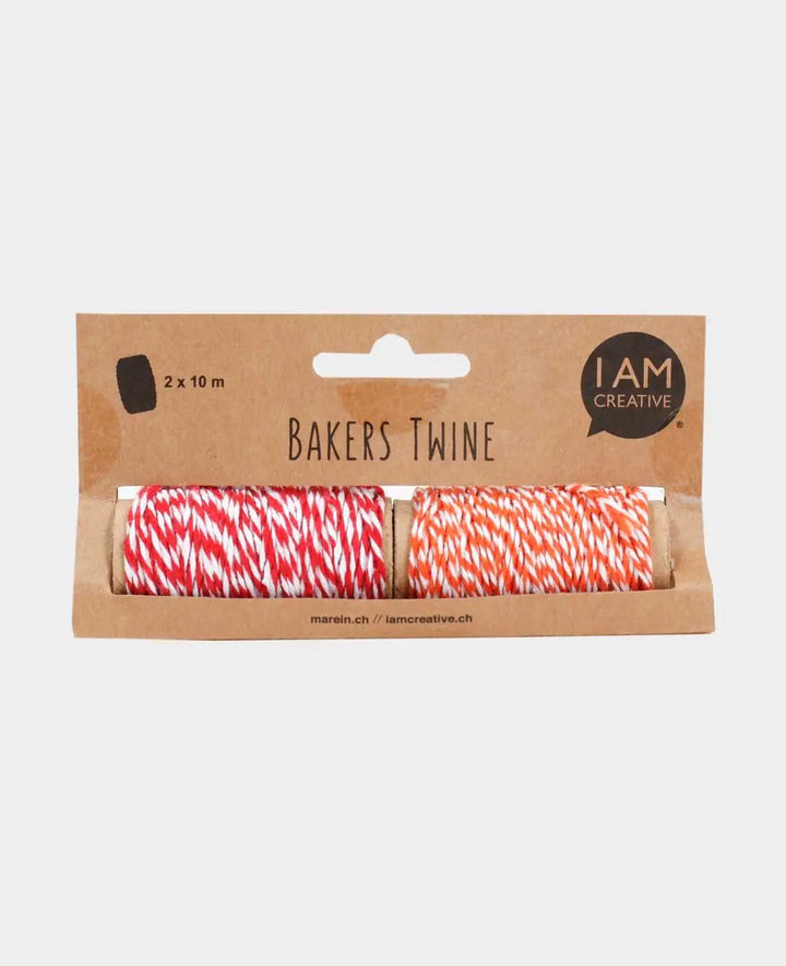 Bakers Twine, Rot &amp; Orange, 2mm x 10 m, 2 Stück