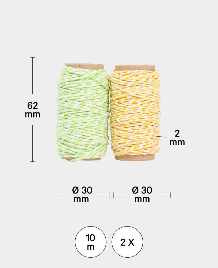 Bakers Twine, Gold &amp; Silver, 2mm x 10 m, 2 pieces