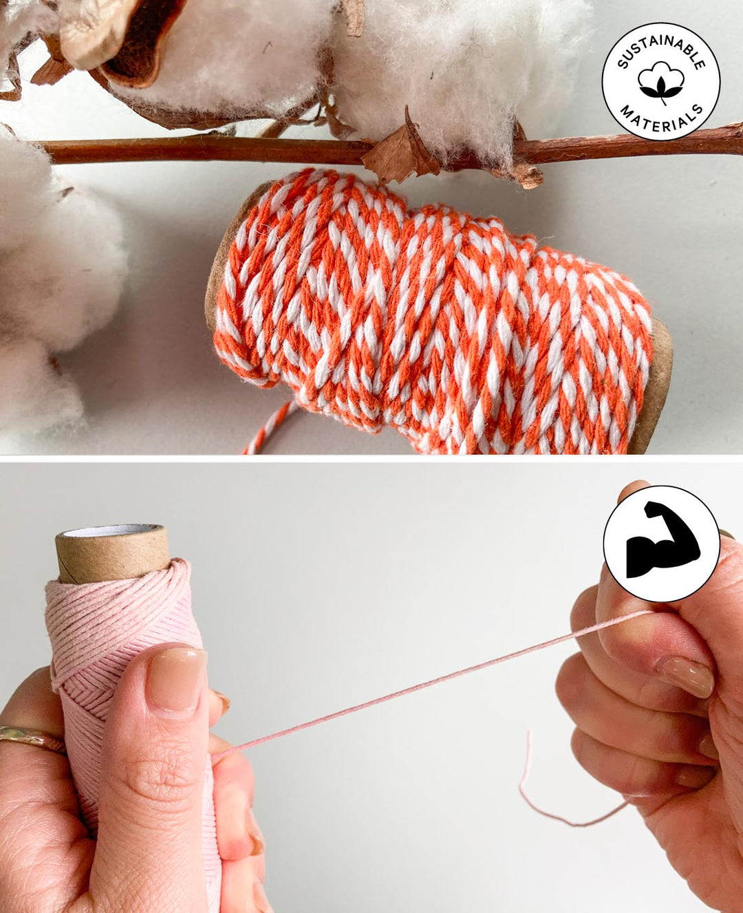 Bakers Twine, Rot &amp; Orange, 2mm x 10 m, 2 Stück