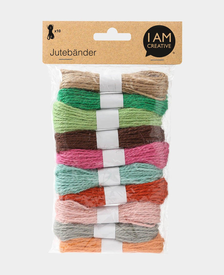 Lot de 10 rubans de jute multicolores