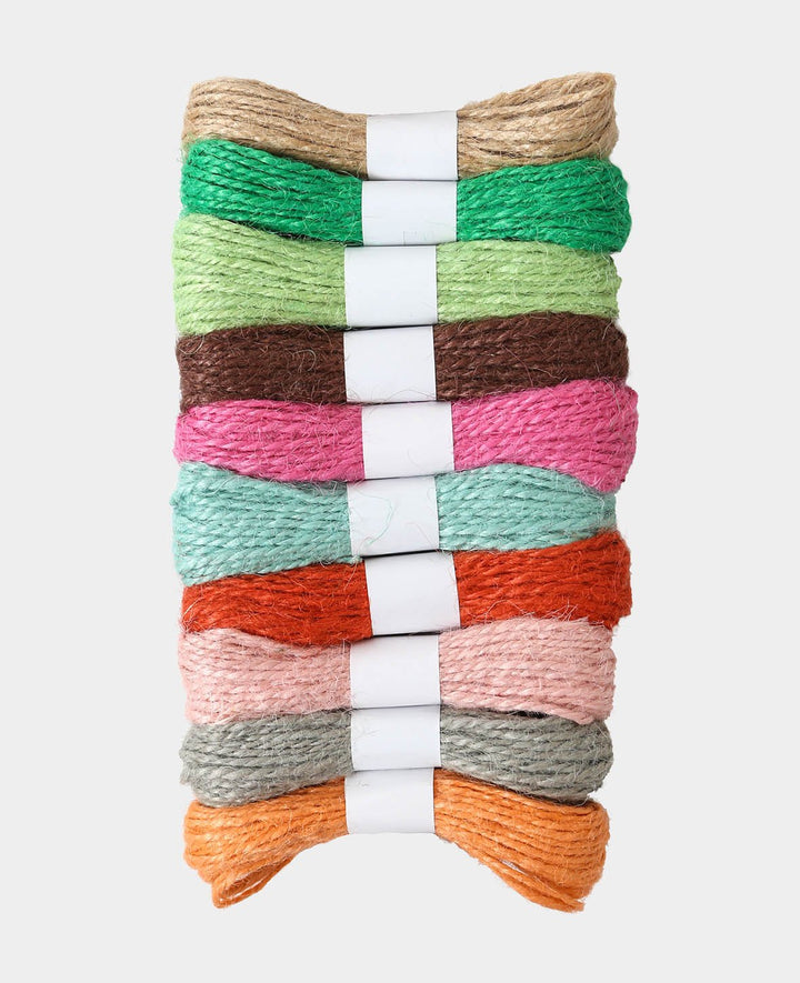 Lot de 10 rubans de jute multicolores