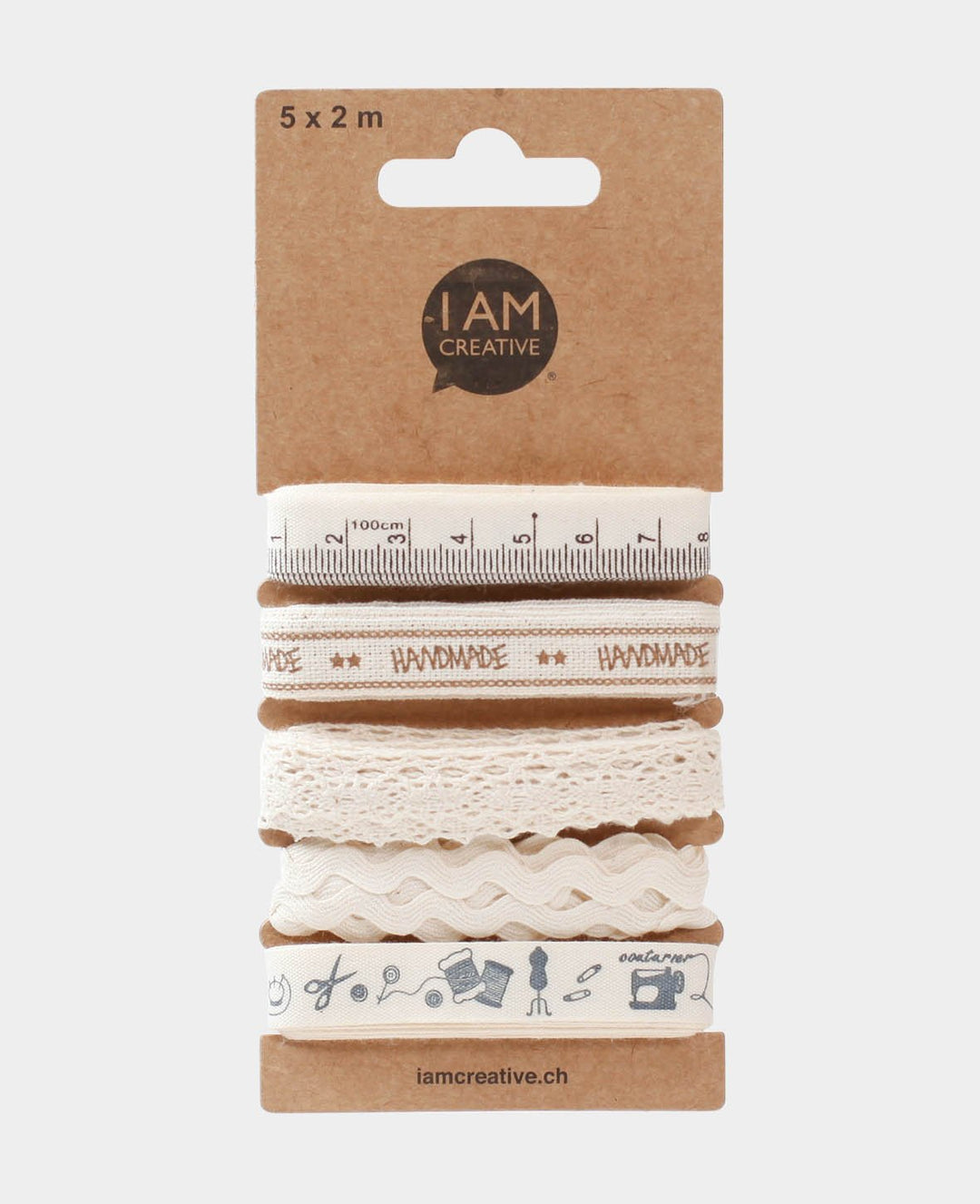 Dekobänder Handmade, Beige, 15 mm x 2 m – I AM CREATIVE