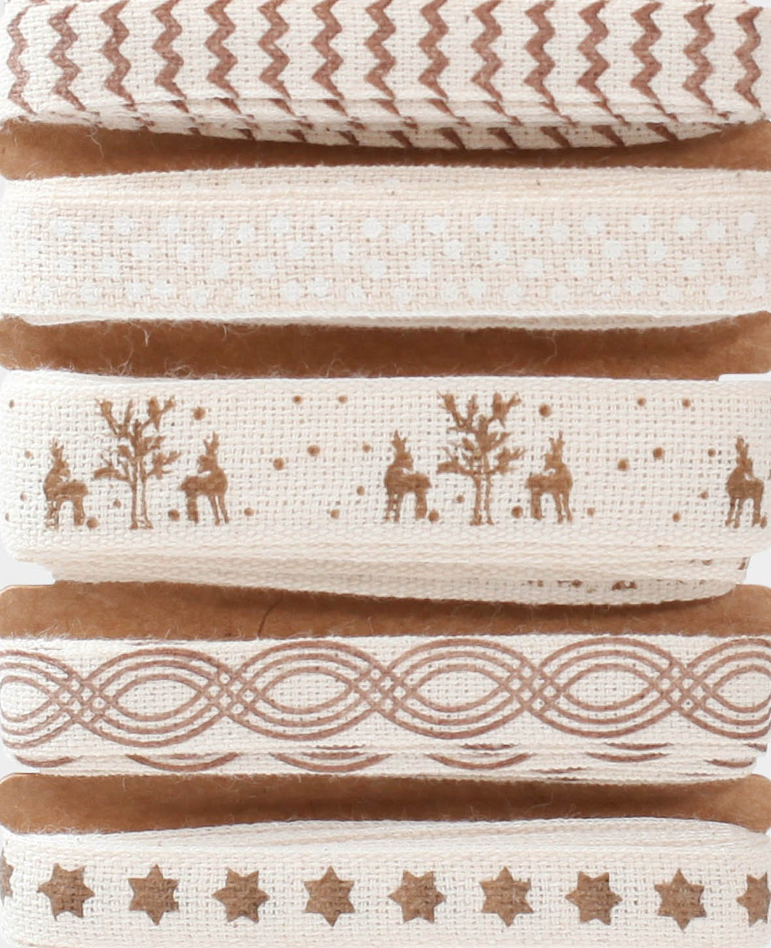 Decorative Ribbons / Gift Ribbons Christmas, Beige &amp; Brown, 15 mm x 2 m