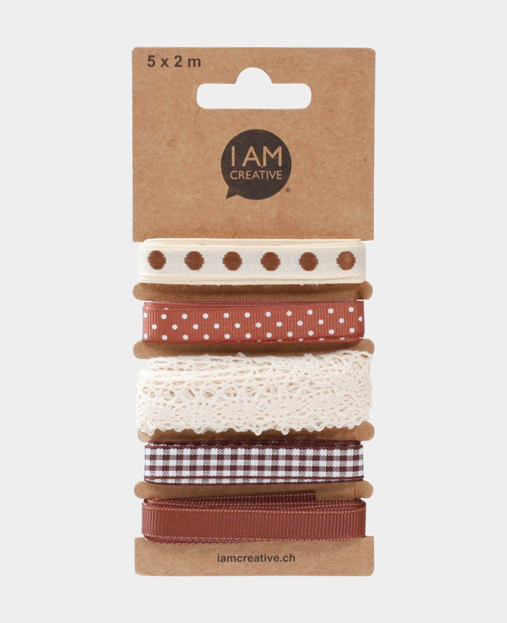 Rubans décoratifs / Rubans cadeaux, Beige &amp; Marron, 15 mm x 2 m