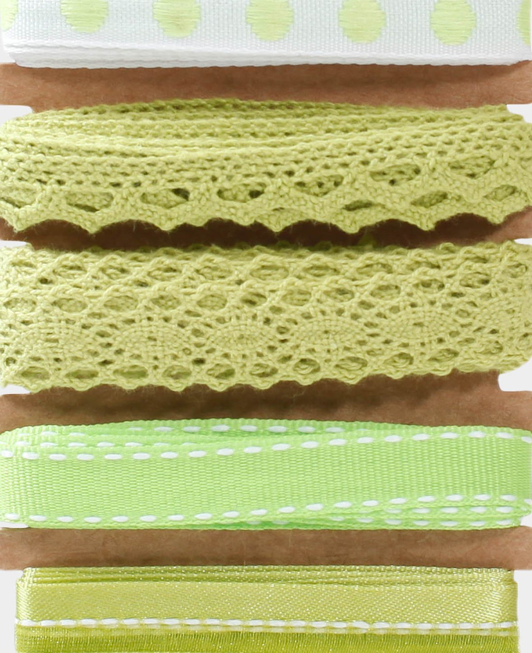 Decorative / Gift Ribbons, Light Green &amp; White, 15 mm x 2 m