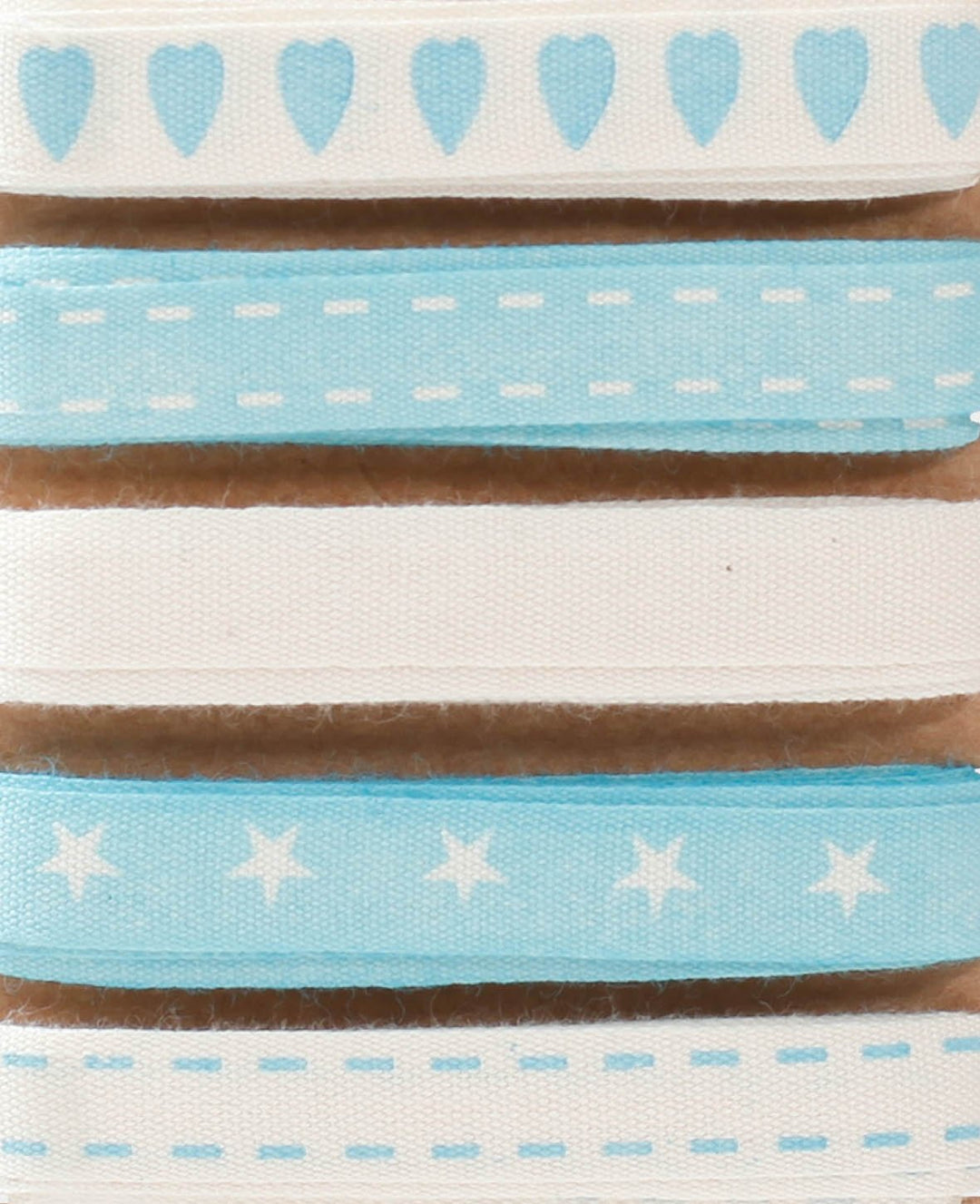 Decorative / Gift Ribbons, Light Blue &amp; Ecru, 15 mm x 2 m