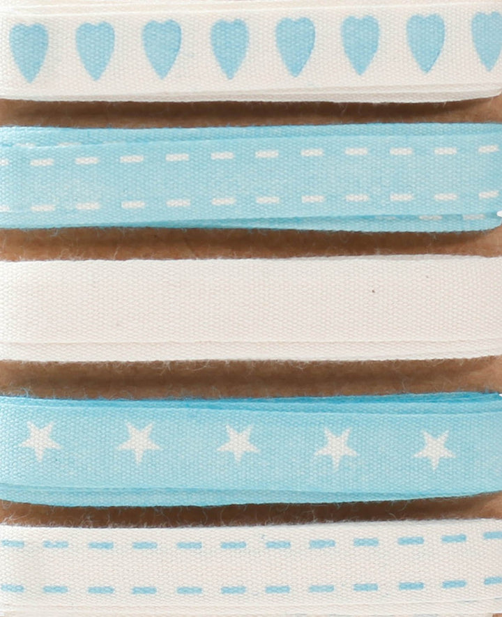 Decorative / Gift Ribbons, Light Blue &amp; Ecru, 15 mm x 2 m