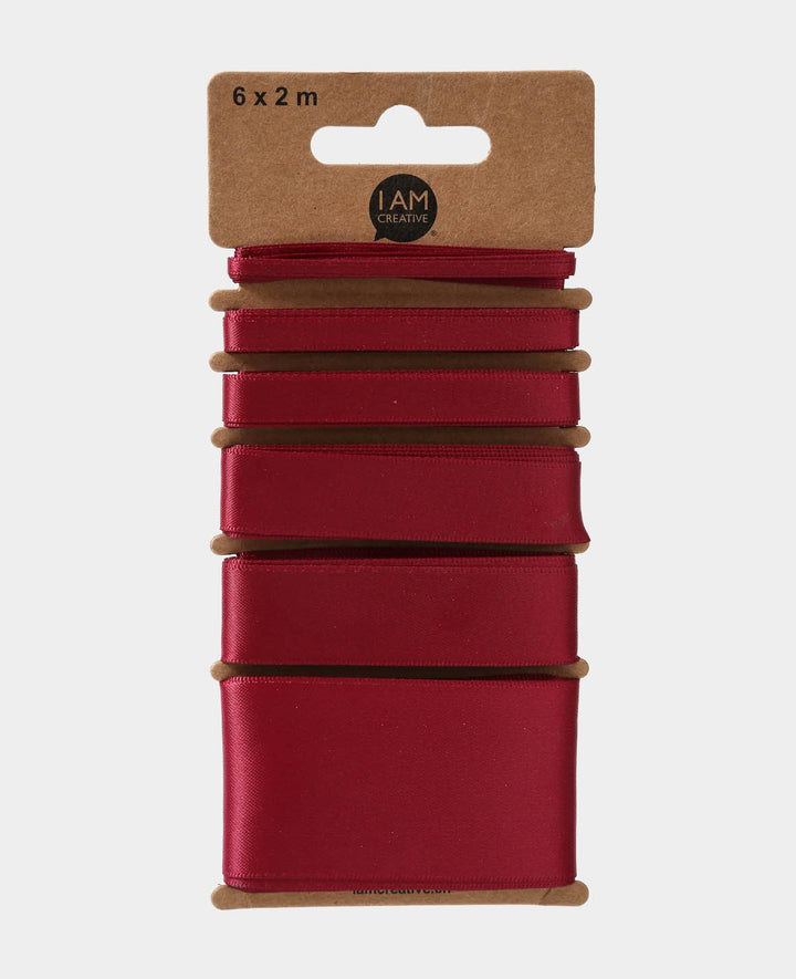 Satin ribbon 6 x 2 m, wine red