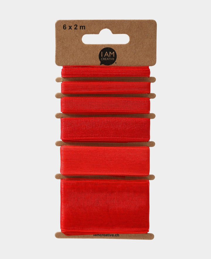 Organza ribbon 6 x 2 m, red