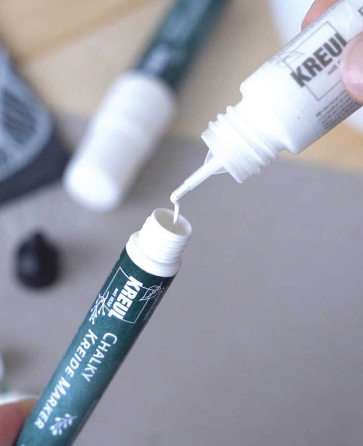 Refill Chalkymarker Snow White Set, Kit mit 1 Marker, 1 Refill pen &amp; 4 Original-Ersatzspitzen, Weiss