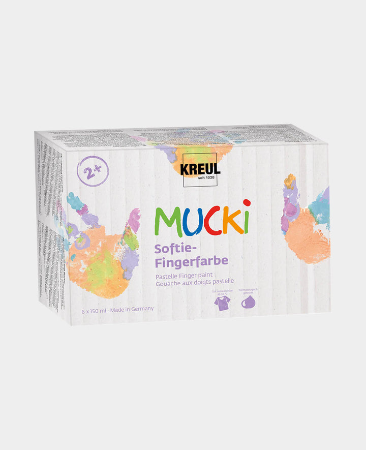 MUCKI Softie-Fingerfarben 6er-Set, Pastellfarben, 150 ml