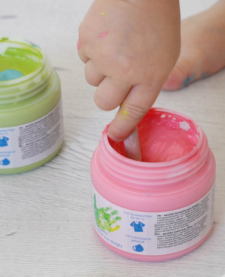 MUCKI Softie-Fingerfarben 6er-Set, Pastellfarben, 150 ml