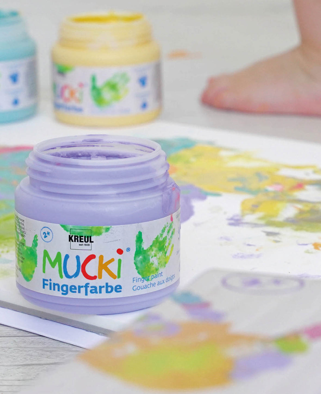 MUCKI Softie-Fingerfarben 6er-Set, Pastellfarben, 150 ml